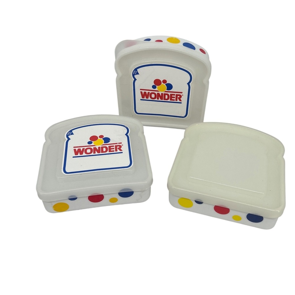 Wonder Bread Sandwich Containers Set of 3 Retro Kitchenware Food Storage